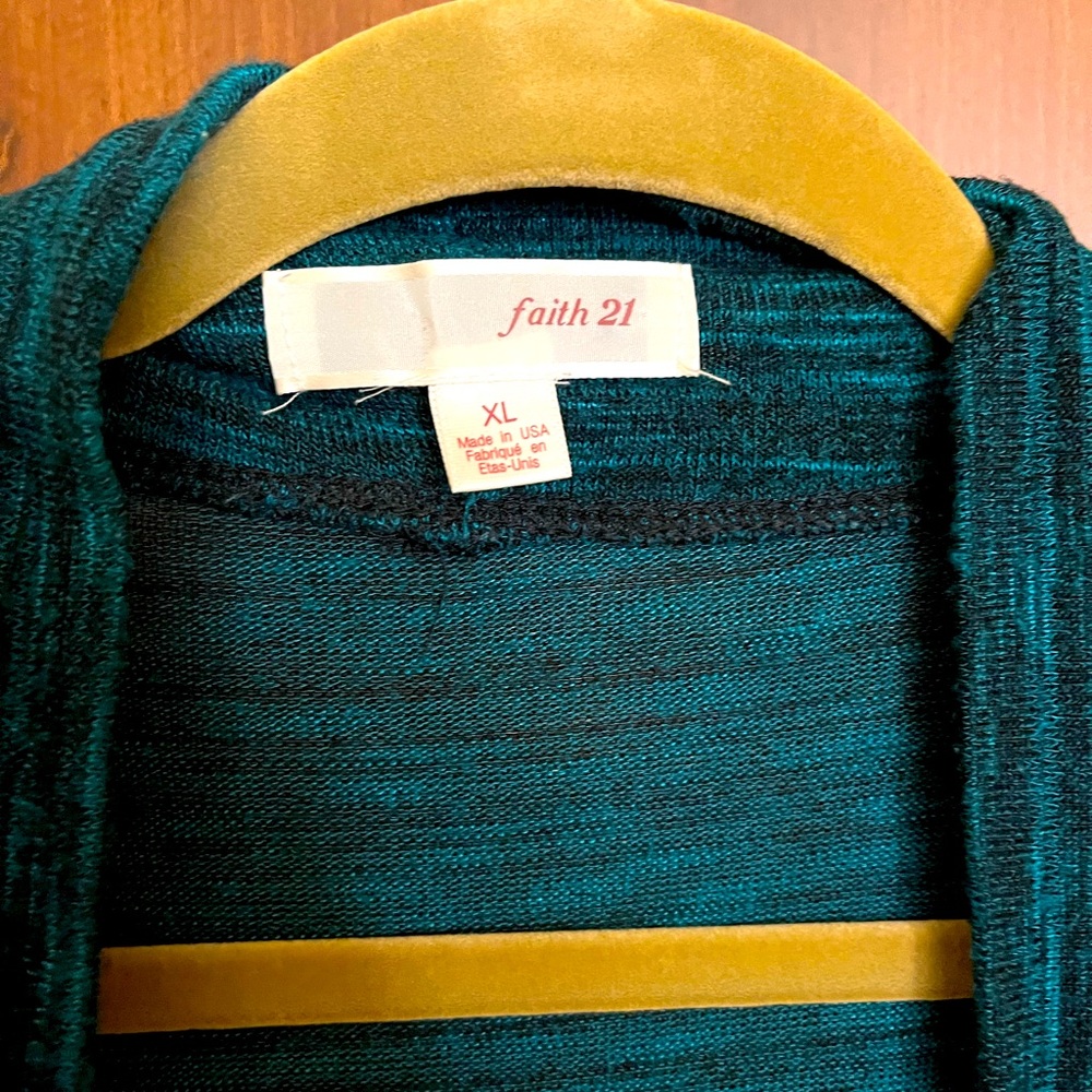 EUC Open-front Stretch Cardigan with Black Tie Detail - Blue/Black - Size XL - Picture 3 of 3